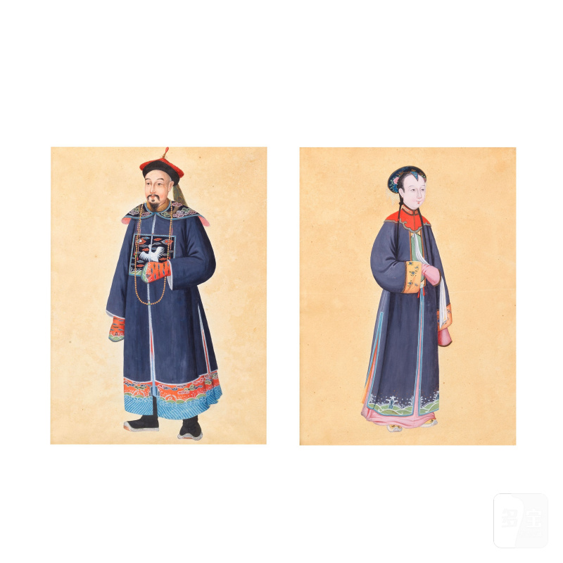中國畫家 約一八零零年 滿族貝子及仕女圖 水粉紙本 裝框 | CHINESE ARTIST (CIRCA 1800) - 图4